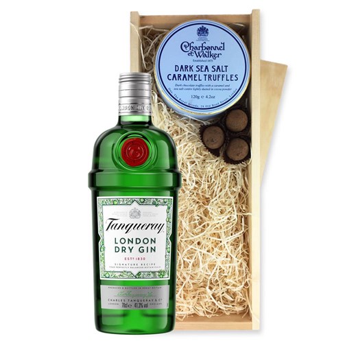 Tanqueray Dry Gin 70cl And Dark Sea Salt Charbonnel Chocolates Box